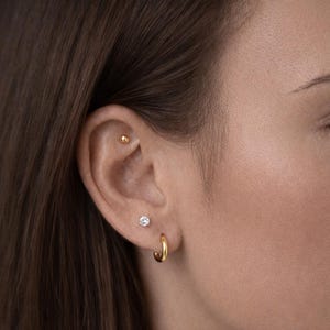 Waterproof Gold PVD CZ Ear Stack Set, Tarnish Resistant Hypoallergenic Earrings