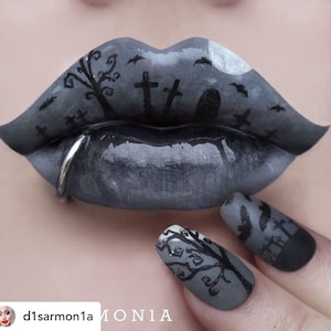 Fake nails, Halloween nails, graveyard nails, press on nails, glue on nails, false nails, acrylic nails, made to order nails, stick on nails