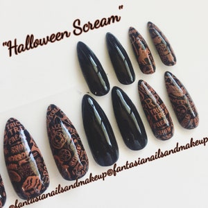 Halloween nails, press ons, Gothic nails, glue on nails, witch nails, fall nails, fake nails, made to order nails, custom nails