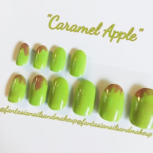 Fake nails, press on nails, apple nails, glue on nails, drip nails, acrylic nails, false nails, ready to ship nails, short oval nails