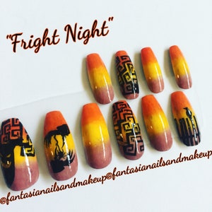 Press on nails, fake nails, Halloween nails, glue on nails, fall nails, false nails, made to order nails, tim burton nails, ombre nails