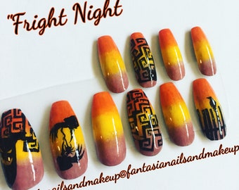 Halloween Press On Nails: Tim Burton Ombre False Nails