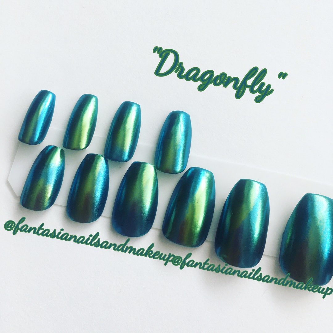 Chrome Nails, Fake Nails, Duo Chrome Nails, Press Ons, Glue on Nails