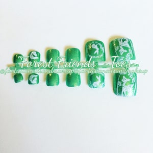 Fake nails, toe nails, press on nails, spring nails, st patricks day nails, glue on nails, fake toe nail set, Easter nails, deer nails