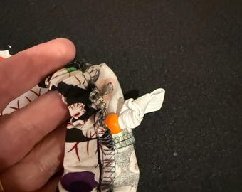 Halloween eyeball printed Euro style scrub hat with orange top and adjustable elastic