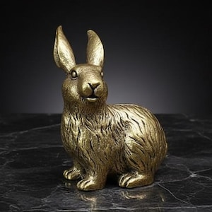 Solid Brass Rabbit Figurine Retro Small Bunny Statue Animal Ornament Tea Pet Home Decor Cute Metal Desk Accessory Gift For Him