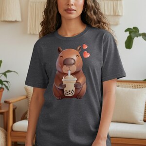 Capybara Bubble Tea T-Shirt: Kawaii Animal Lover Boba Tee