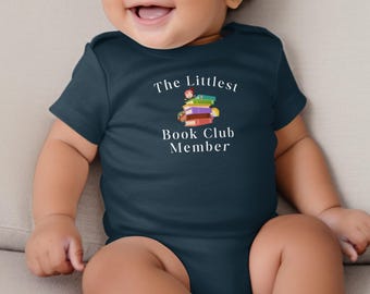 Body para bebé "Miembro más pequeño del club de lectura", body infantil literario, conjunto para futuro ratón de biblioteca.