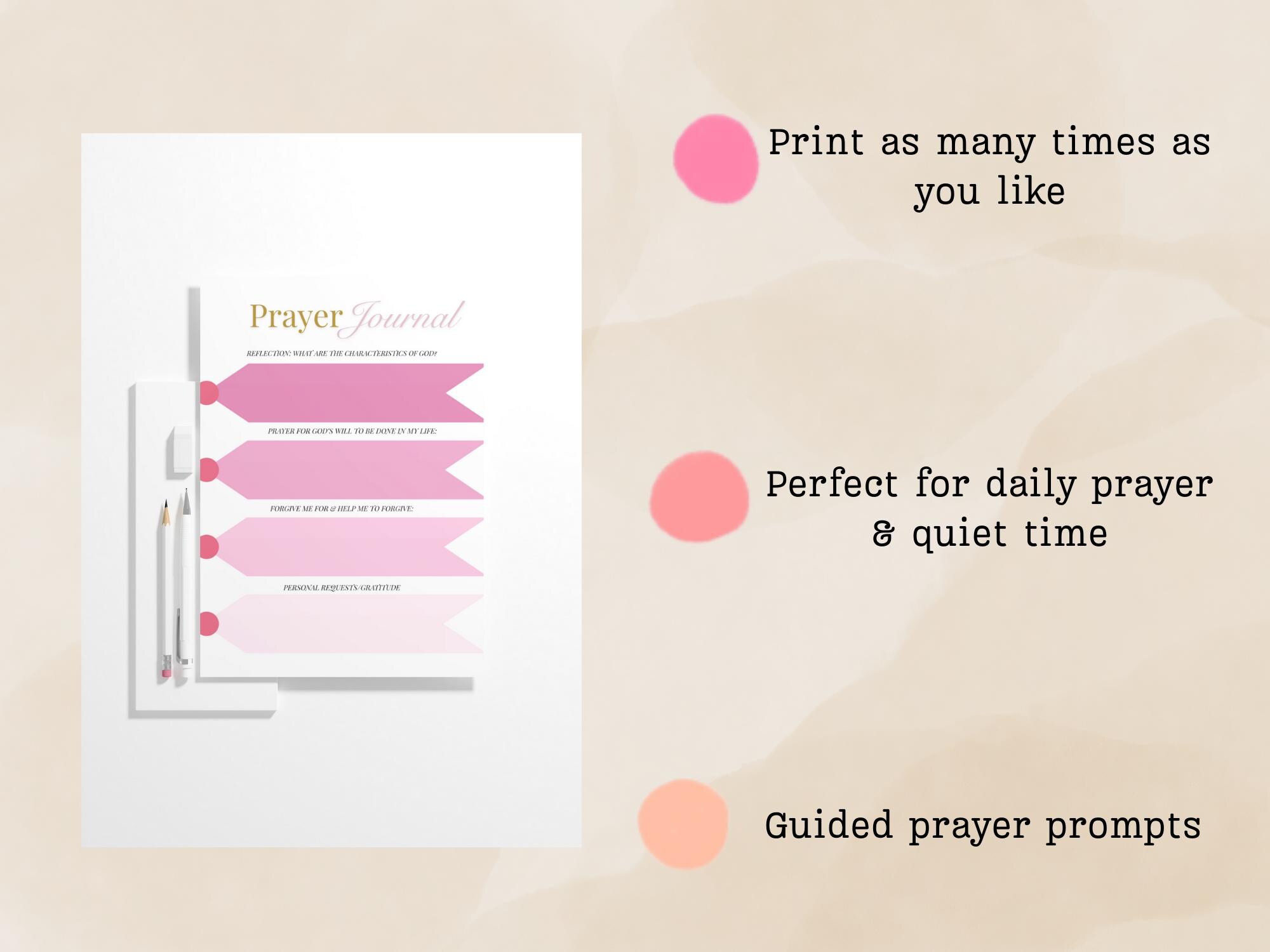 Prayer Journal Printable Worksheet for Christian Girl, Faith-based ...