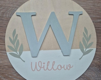Personalised initial and name wooden sign