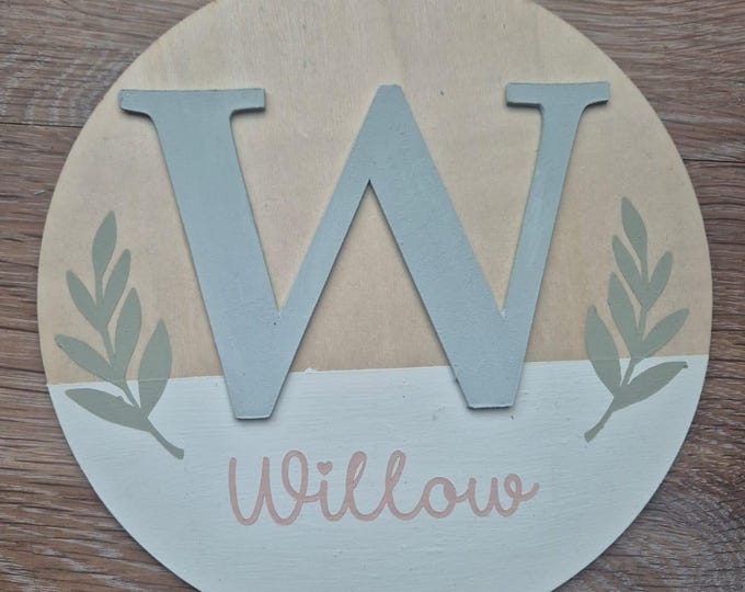 Personalised initial and name wooden sign