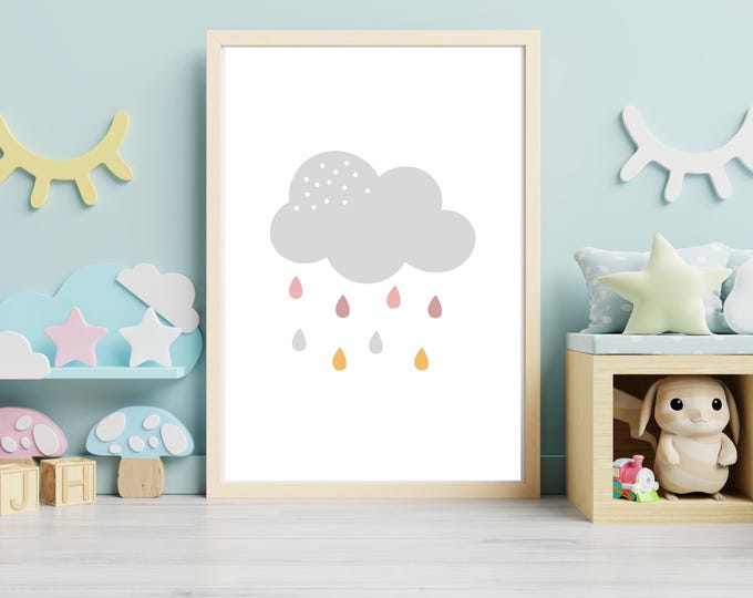 cloud, sun and rainbow nursery prints