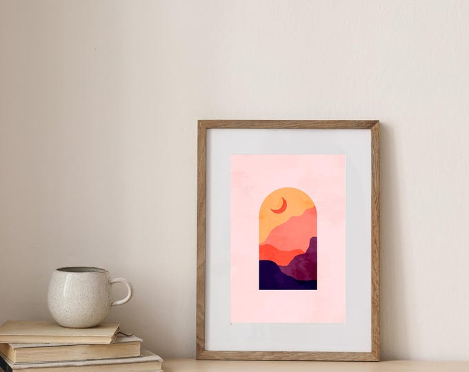 Boho window abstract landscape print