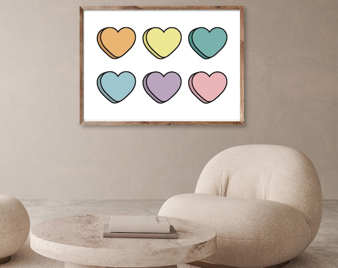 Love heart pastel print