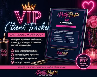 Rastreador de clientes VIP para modelos de cámara / CRM y planificador en formato PDF rellenable