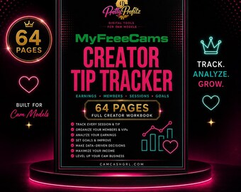 MyFreeCams Creator Tip Tracker | 64-Page Streaming Planner (Digital PDF)