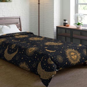Celestial Sun and Crescent Moon Comforter | Starry Night Pattern