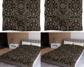 Baroque Ornate Medallion Pattern Microfiber Duvet Cover | Timeless Vintage Elegance Bedding | Gothic Duvet Cover | Victorian Luxury Bedding