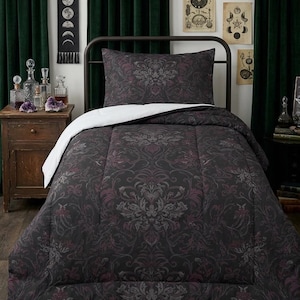 Dark Damask Comforter | Floral Baroque Victorian Gothic Bedding