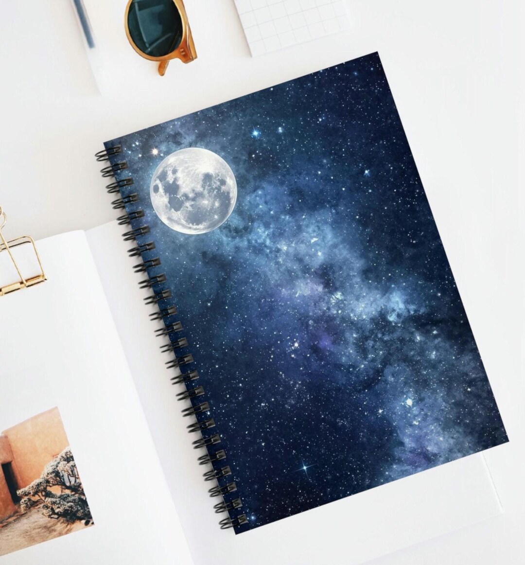 Moon and Milky Way Spiral Notebook | Ruled Journal, Night Sky ...