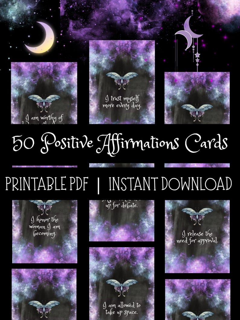 Printable Affirmation Cards | 50 Self Love Affirmations | Positive ...