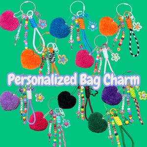 Personalized colorful multi-charm keychain| Jingly bag charm