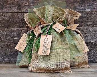 Bottle Gift wrap add on - custom gift wrapping service - gift bag - burlap bag
