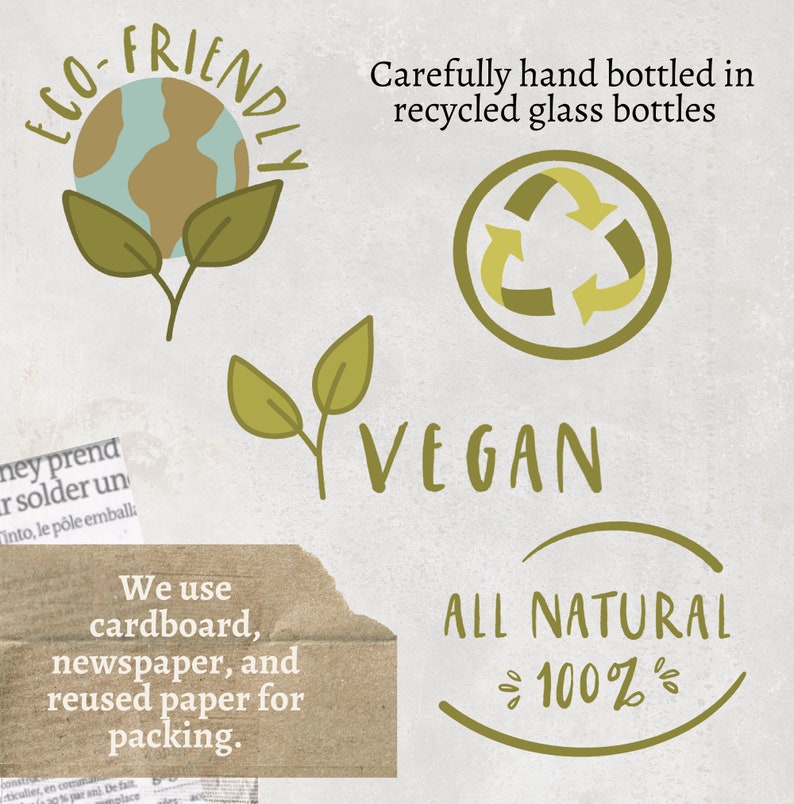 vegan, eco-friendly, recycled, all natural