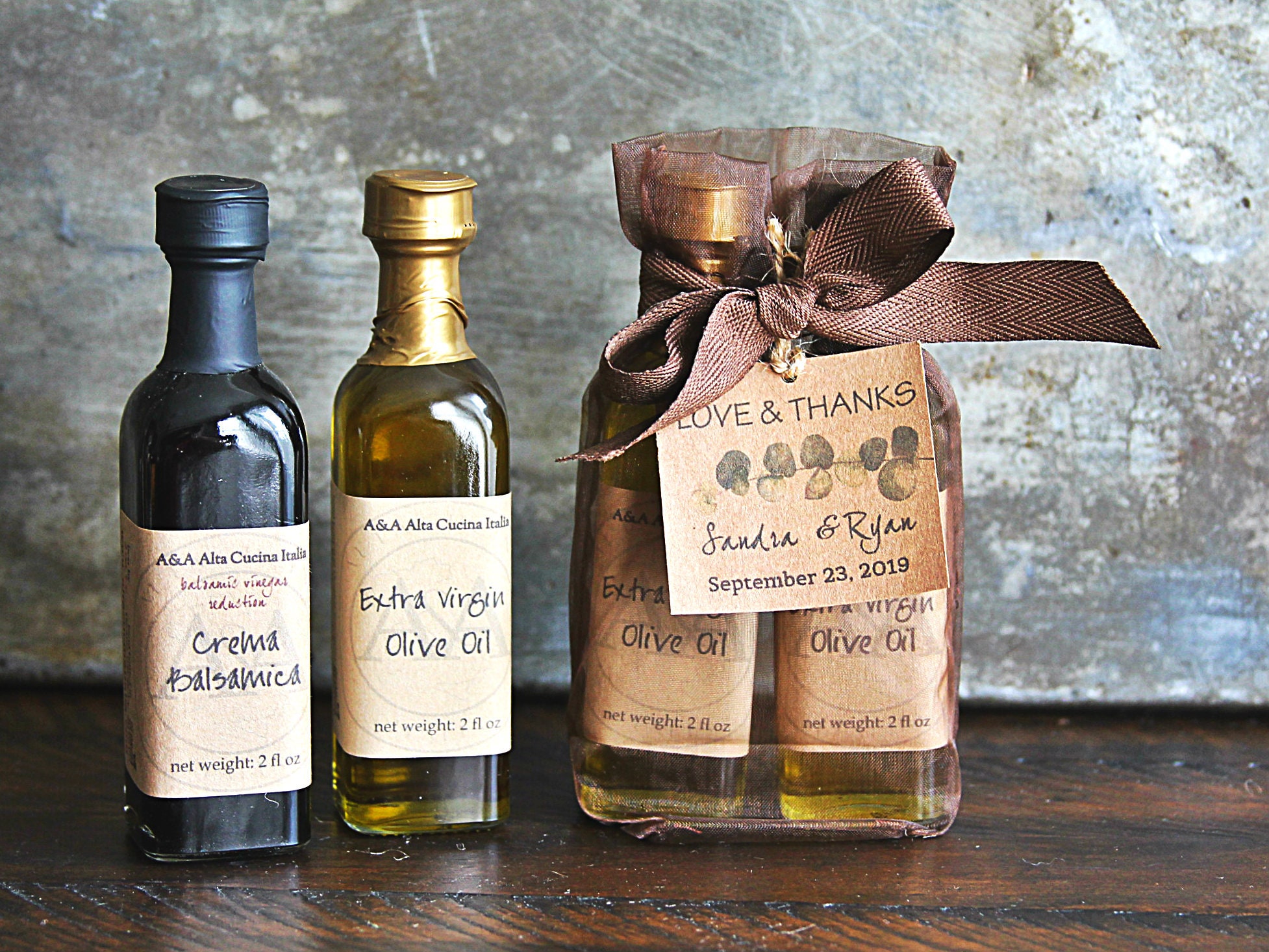 Olive Oil & Balsamic Gift Set in Organza Bag Oil and Vinegar Etsy