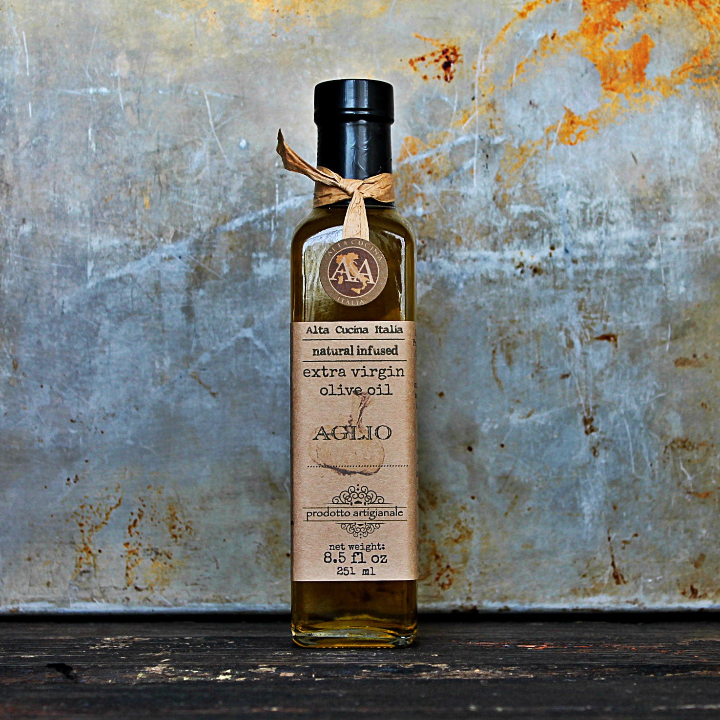 Huile d'olive Extra Vierge Infusée à L'ail - Huile Ail Infusé Italienne- d'ail