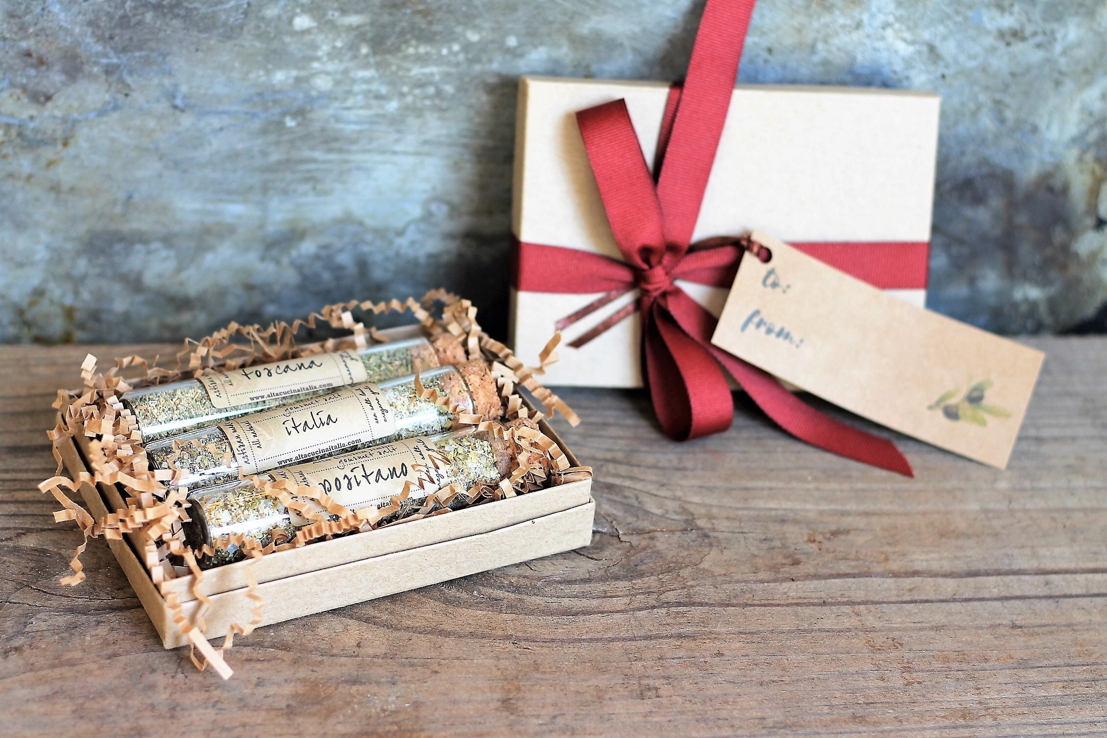 Seasoning Gourmet Sampler with Italian Seasonings and Salts packed in a Gift Box ready to gift