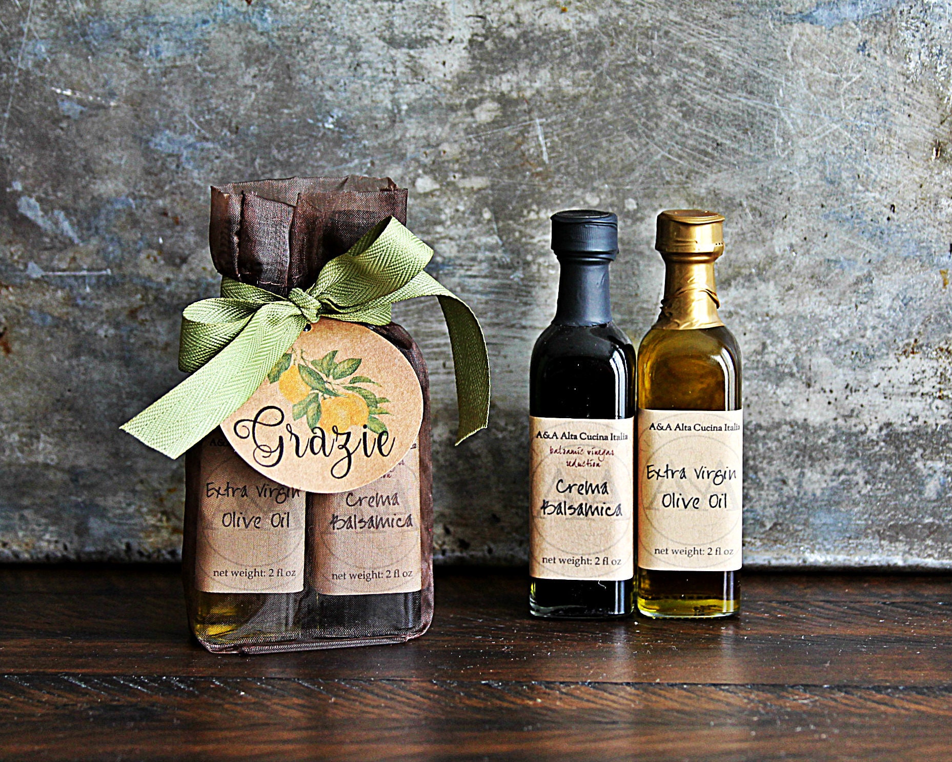 Olive Oil & Balsamic Gift Set in Organza Bag Oil and Vinegar Etsy