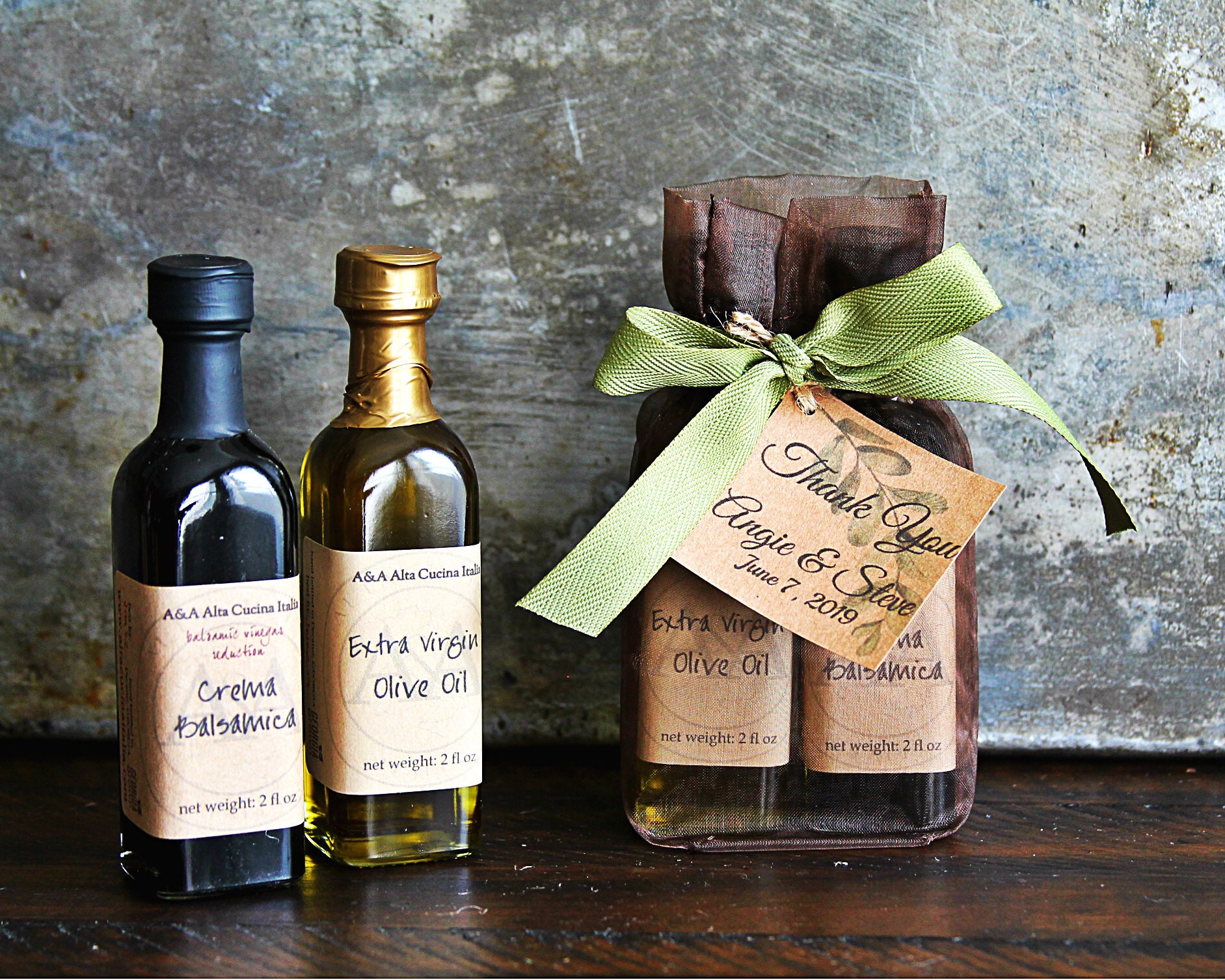 Olive Oil & Balsamic Gift Set in Organza Bag Oil and Vinegar Etsy