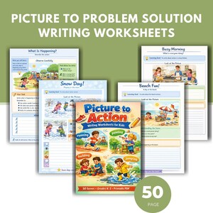 Picture to Problem Solution Writing Worksheets, Grades K-3 (PDF)