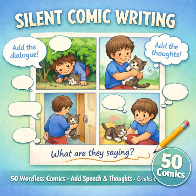 Wordless Comic Examples Silent Comic Writing Worksheets for Kids: 50 Wordless Comics (printable ...