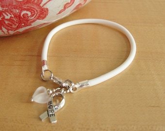 White Awareness Bracelet - Rubber - Blindness, Bone Cancer, Emphysema, Lung Cancer, Mesothelioma, Osteoporosis, PPD, Scoliosis