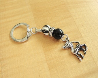 Black and White Awareness Key Chain - Carcinoid Cancer, Ehlers Danlos Syndrome, Rare Diseases & More