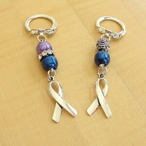 Purple and Blue Awareness Keychain Lightweight Rheumatoid Arthritis / RA & Pediatric Stroke image 2