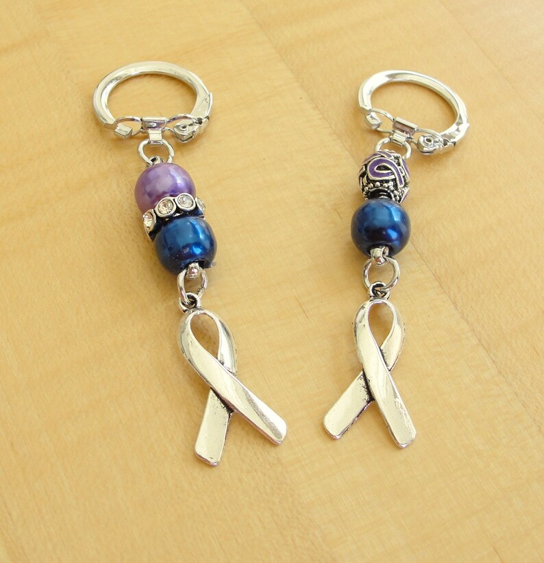 Purple and Blue Awareness Keychain Lightweight Rheumatoid Arthritis / RA & Pediatric Stroke image 2