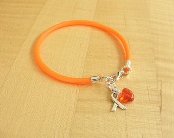 Leukemia Awareness Bracelet - Orange Rubber Awareness