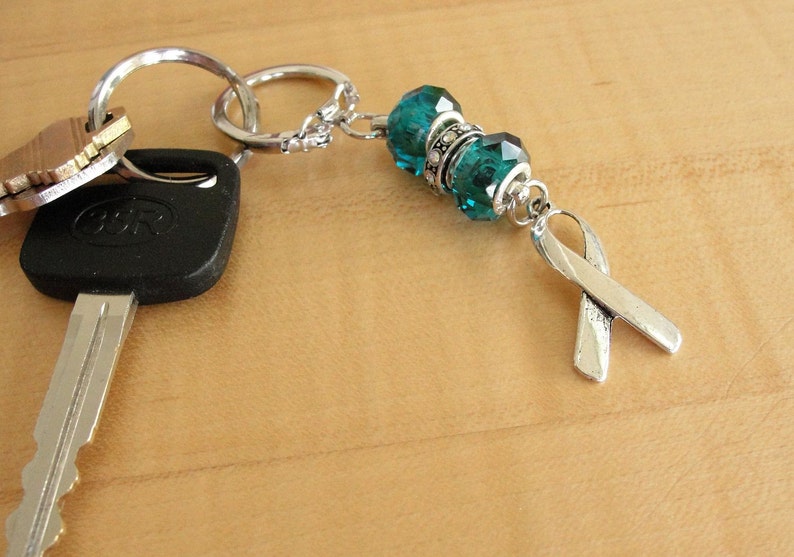 Teal Awareness Keychain PTSD, Myasthenia Gravis, Ovarian Cancer, Scleroderma, Tourette Syndrome, Interstitial Cystitis & More image 4