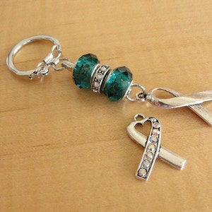 Teal Awareness Keychain PTSD, Myasthenia Gravis, Ovarian Cancer, Scleroderma, Tourette Syndrome, Interstitial Cystitis & More image 3