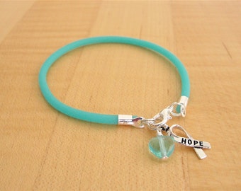 Teal Awareness Bracelet  - (Rubber) PTSD, Myasthenia Gravis, Ovarian Cancer, Scleroderma, Tourette Syndrome, Interstitial Cystitis  & More