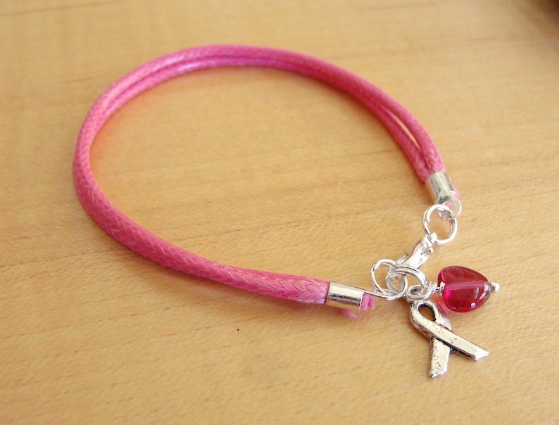 Hot Pink Awareness Bracelet Cotton Inflammatory Breast Cancer Eosinophilic Esophagitis Cleft Palate / Cleft Lip Craniofacial image 3