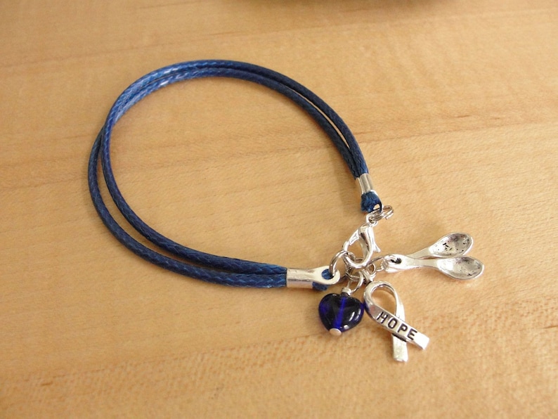 Blue Awareness Bracelet cotton the Spoon Theory POTS Etsy