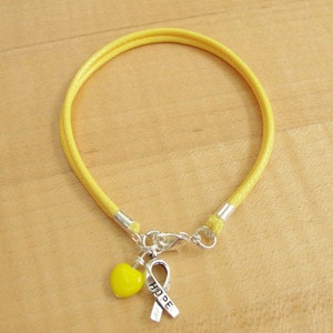 Yellow Awareness Cotton Bracelet - Endometriosis - Spina Bifida - Bladder Cancer - Liver Disease -  Ewings Sarcoma