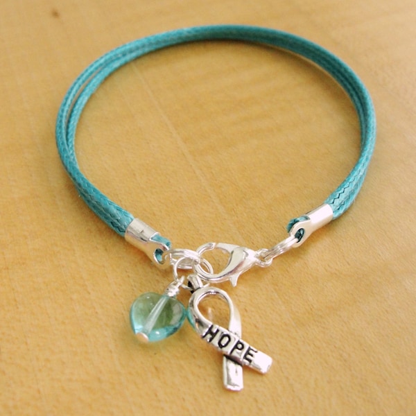 Teal Awareness Bracelet - Cotton - PTSD, Myasthenia Gravis, Ovarian Cancer, Scleroderma, Tourette Syndrome, Interstitial Cystitis & More