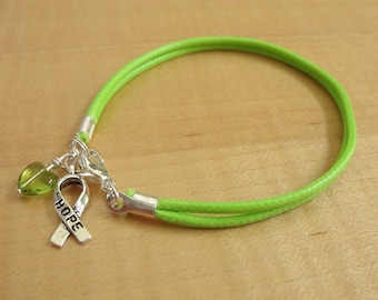 Lime Green Awareness Bracelet (Cotton/Poly) - Muscular Dystrophy, Lyme Disease, Non-Hodgkins Lymphoma, Duchenne Muscular Dystrophy DMD