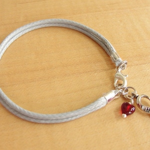 Diabetes Awareness Bracelet - Gray Cotton with Red Drop of &quot;Blood&quot;