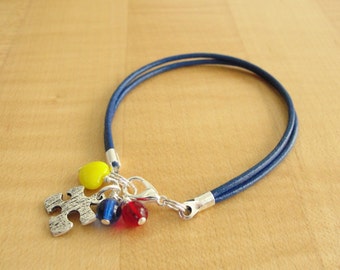 Autism Awareness Bracelet (Leather) - Aspergers Syndrome Awareness